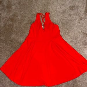 Orange V-neck Strappy Back Dress